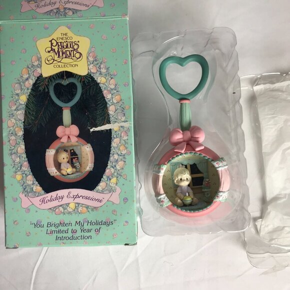 Vintage Precious Moments "You Brighten My Holidays" 586404 ornament girl Enesco - Picture 2 of 12